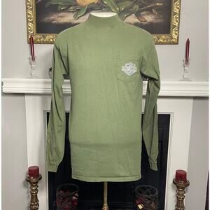 Harley Davidson Men's Olive Green Long Sleeve Shirt Size Medium FADED